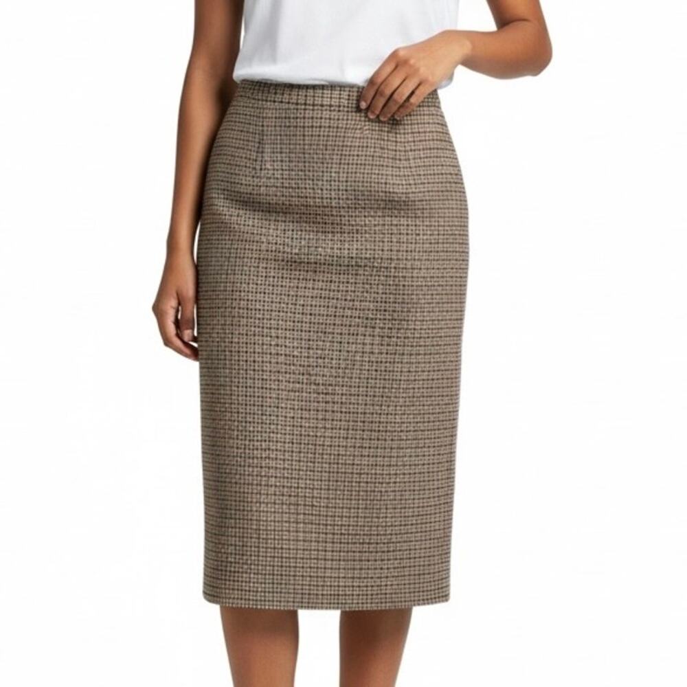 Recycled Wool Blend Houndstooth Skirt 10P